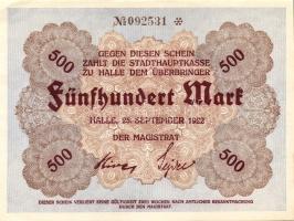 Német Birodalom/Weimari Köztársaság/Halle 1922.09.25. 500M (13x) 12x egymásutáni sorszámmal + 1x egyugrású sorszámmal T:I,I-