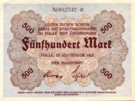 Német Birodalom/Weimari Köztársaság/Halle 1922.09.25. 500M (13x) 12x egymásutáni sorszámmal + 1x egy...