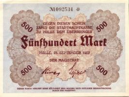 Német Birodalom/Weimari Köztársaság/Halle 1922.09.25. 500M (13x) 12x egymásutáni sorszámmal + 1x egy...