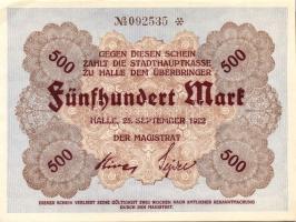 Német Birodalom/Weimari Köztársaság/Halle 1922.09.25. 500M (13x) 12x egymásutáni sorszámmal + 1x egy...