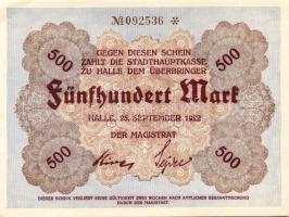 Német Birodalom/Weimari Köztársaság/Halle 1922.09.25. 500M (13x) 12x egymásutáni sorszámmal + 1x egy...