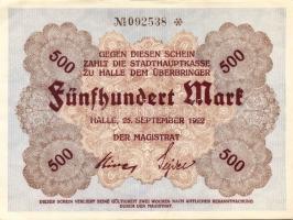 Német Birodalom/Weimari Köztársaság/Halle 1922.09.25. 500M (13x) 12x egymásutáni sorszámmal + 1x egy...
