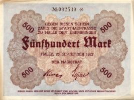 Német Birodalom/Weimari Köztársaság/Halle 1922.09.25. 500M (13x) 12x egymásutáni sorszámmal + 1x egy...