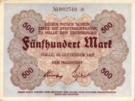 Német Birodalom/Weimari Köztársaság/Halle 1922.09.25. 500M (13x) 12x egymásutáni sorszámmal + 1x egy...