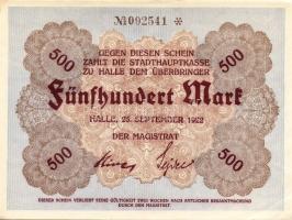 Német Birodalom/Weimari Köztársaság/Halle 1922.09.25. 500M (13x) 12x egymásutáni sorszámmal + 1x egy...
