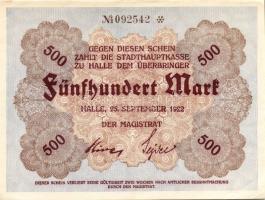 Német Birodalom/Weimari Köztársaság/Halle 1922.09.25. 500M (13x) 12x egymásutáni sorszámmal + 1x egy...