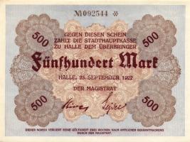 Német Birodalom/Weimari Köztársaság/Halle 1922.09.25. 500M (13x) 12x egymásutáni sorszámmal + 1x egy...