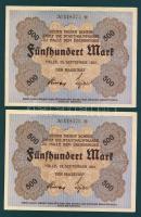 Német Birodalom/Weimari Köztársaság/Halle 1922.09.25. 500M (2x) egymásutáni sorszámmal T:I,I-/II+