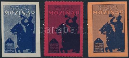 1915 Országos Mozinap 3 klf levélzáró