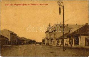1909 Nagymihály, Michalovce; Kossuth Lajos utca, gyógyszertár, fényképész / street, pharmacy, shops (Rb)