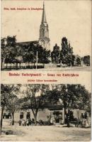 1915 Székelykeve, Skorenovac; Római katolikus templom, községháza, Julcher Gábor üzlete / church, town hall, shop