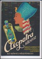 cca 1935 Cleopatra Kölnivíz, rendkívül dekoratív villamosplakát, Marics Zoltán grafikája, szép állapotban, ritka, 24,5×17 cm