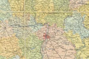 1897 A Magyar Szent Korona Országainak közlekedési és közigazgatási térképe. Rajzolta: Homolka Józse...