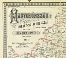 1897 A Magyar Szent Korona Országainak közlekedési és közigazgatási térképe. Rajzolta: Homolka Józse...