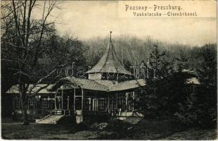 1907 Pozsony, Pressburg, Bratislava; Vaskutacska fürdő. Bediene dich allein / Eisenbründl / Zelezná Studénka / spa