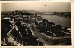 1907 Budapest I. Látkép a Királyi várral, Tabán, Döbrentei tér, villamos (EK)