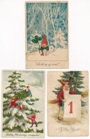 6 db RÉGI üdvözlő motívum képeslap törpékkel / 6 pre-1945 greeting motive postcards with dwarves