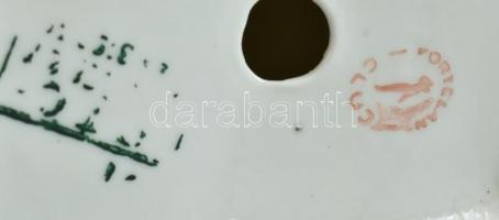 Porcelán csibepár, kézzel festett, jelzett, kis kopásnyomokkal, m: 11 cm