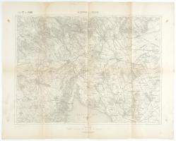 cca 1900 Veszprém és Várpalota környékének katonai térképe (rajta a Balaton keleti csücskével), kiadja: K. u. k. Militär-geographisches Institut, 1:75000, kissé foltos, apró szakadásokkal, 47×61 cm