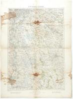 cca 1900 Budapest, Kecskemét és környékének katonai térképe, kiadja: K. u. k. Militär-geographisches Institut, 1:200000, foltos, kisebb szakadásokkal, 67×49 cm