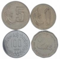 Uruguay 1980. 1P Cu-Ni + 5P Cu-Ni + 1981. 2P Cu-Ni FAO + 1989. 100P acél T:1--2- Uruguay 1980. 1 Peso Cu-Ni + 5 Pesos Cu-Ni + 1981. 2 Pesos Cu-Ni FAO + 1989. 100 Pesos steel C:AU-VF