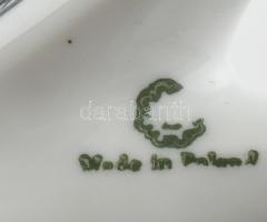 Art deco porcelán macska, kézzel festett, jelzett, kis kopásnyomokkal, m: 13,5 cm