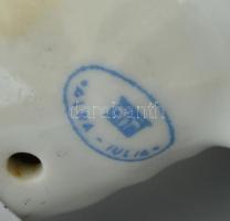 2 db porcelán kutya, kézzel festett, jelzett, kis kopásnyomokkal, m: 10 és 11,5 cm