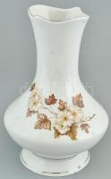 Virágmintása porcelán váza, jelzett, matricás, kopásnyomokkal, m: 24 cm