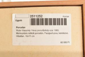 Victor Vasarely: Hexa porcelánkép cca 1980. Márkajelzés nélküli porcelán. Paszpartuzva, keretezve. H...