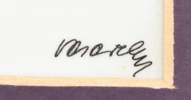 Victor Vasarely: Hexa porcelánkép cca 1980. Márkajelzés nélküli porcelán. Paszpartuzva, keretezve. H...