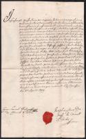 1809 Dessewffy Sámuel gróf és cseszneki Dessewffy József gróf birtokügyben kelt szerződése szentmihályi és tállyai birtokok tárgyában