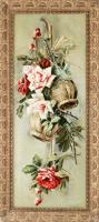 Olvashatatlan jelzéssel: Rózsák. Olaj, vászon. Dekoratív szecessziós, sarkaiban sérült fa keretben. 88x35 cm