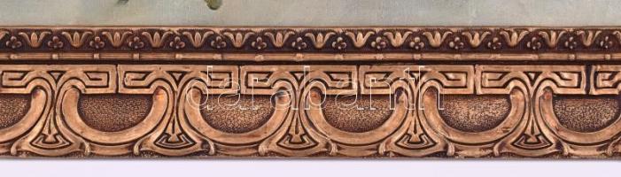 Olvashatatlan jelzéssel: Rózsák. Olaj, vászon. Dekoratív szecessziós, sarkaiban sérült fa keretben. ...