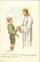 1926 A cserkész egyeneslelkű és feltétlenül igazat mond. Kiadja a Magyar Cserkészszövetség Nagytábortanácsa 1926. / Hungarian boy scout art postcard s: Márton L. (EK)