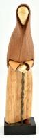 Vintage S. Sitarski - J. Fedorowicz lengyel iparművész fa figura, alján jelzett, jó állapotban, kissé sérült kartondobozban, m: 16 cm