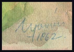 Ujváry Lajos (1925-2006): Délidőben. Akvarell, ceruza, papír, jelzett. 28,5x36,5 cm