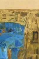 Rácz András (1926-2013): Kék kompozíció. Olaj, karton, jelzett (R). 50x70 cm