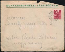 1944 Dunaszerdahelyi szárítóüzem fejléces boríték, levéllel