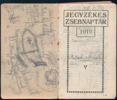 1919 Jegyzékes zsebnaptár borító nélkül