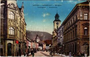 Brassó, Kronstadt, Brasov; Kolostor utca, üzletek, bútorcsarnok / street view with shops (fl)