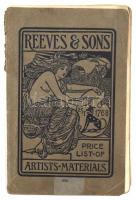 1910 Reeves and Sons művészeti kellékek képes árjegyzéke 255p. Sérült papírkötésben