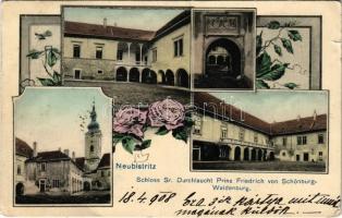 1908 Nová Bystrice, Neubistritz; Schloss Sr. Durchlaucht Prinz Friedrich von Schönburg-Waldenburg / castle. Art Nouveau, floral (Rb)