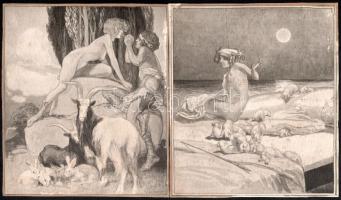 Franz von Bayros (1866-1924): 8 db erotikus libris Heliogravür, papír, jelzett a nyomaton Kartonra k...