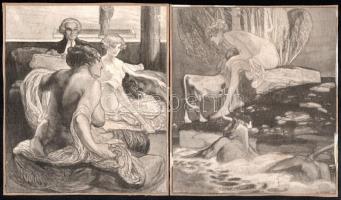 Franz von Bayros (1866-1924): 8 db erotikus libris Heliogravür, papír, jelzett a nyomaton Kartonra k...