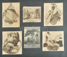 Franz von Bayros (1866-1924): 28 db erotikus exlibris Heliogravür, papír, jelzett a nyomaton Kartonr...