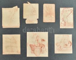 Franz von Bayros (1866-1924): 28 db erotikus exlibris Heliogravür, papír, jelzett a nyomaton Kartonr...