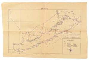 cca 1950 Balaton térképe 1: 200 000 50x32 cm