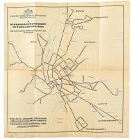 1933 BSZKRT a kisszakaszrendszer útvonalbeosztása és utazási rendje. Szakadással 37x40 cm