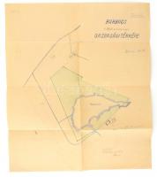 1946 Babarcs kézzel rajzolt gazdasági térképe 42x36 cm