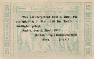 Német Birodalom/Weimari Köztársaság/Ruhla 1918.11.20. 20M (2x) T:II